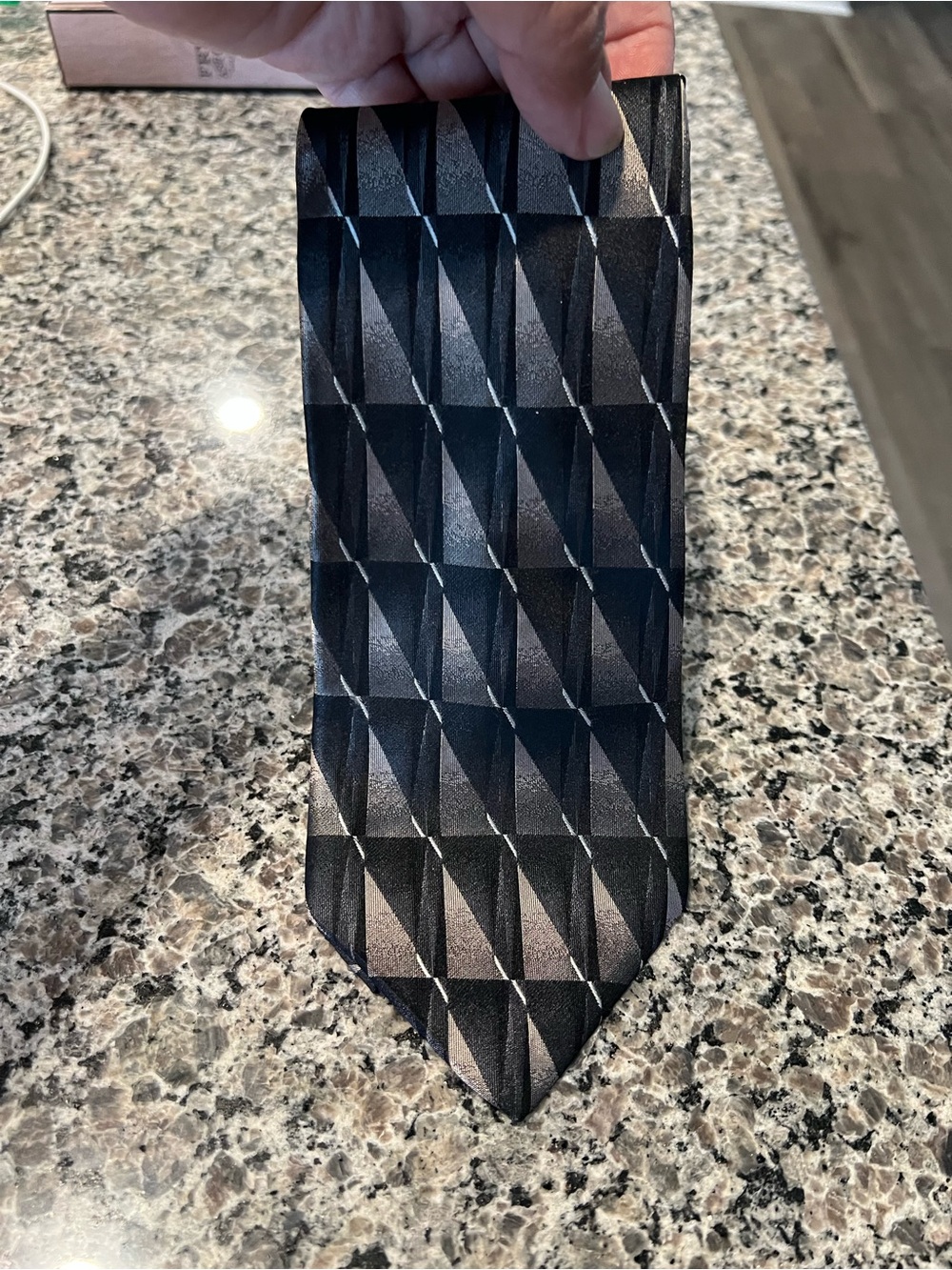 Bugatti Black Geometric Silk Tie